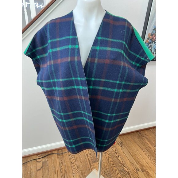 Piazza Sempione Wool Alpaca Fleece Oversized Cape Poncho Coat Plaid Size 42 - Picture 2 of 7